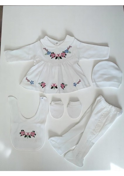Baby Kids Yenidoğan Kız Bebek 5 Li Hastane Çıkışı Önlüklü Zıbın Takımı %100 Pamuk fiyatları