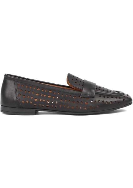 Kadın Siyah Deri Loafer