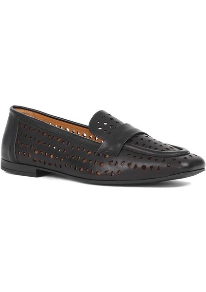 Kadın Siyah Deri Loafer modelleri