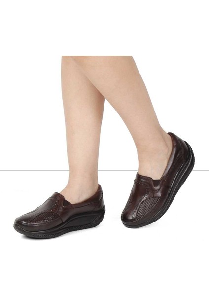 Kadın Kahverengi Dolgu Topuklu Deri Ayakkabı fiyatları