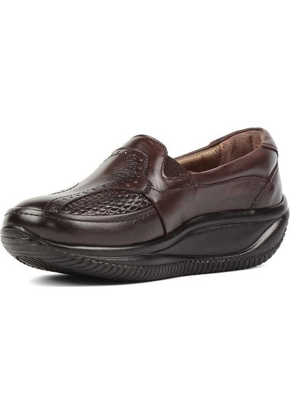 Kadın Kahverengi Dolgu Topuklu Deri Ayakkabı fırsatları