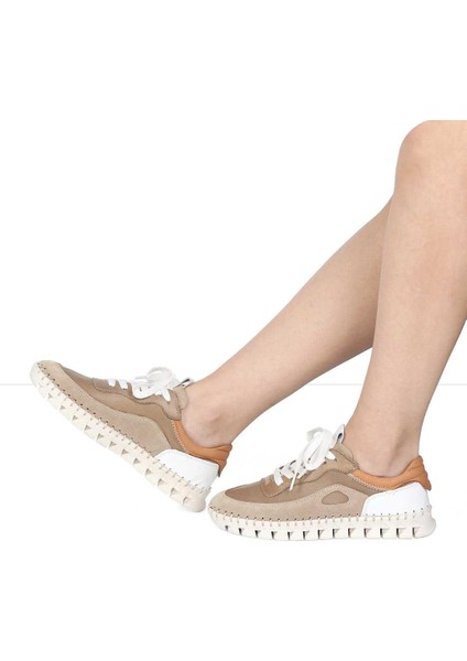 Kadın Vizon Bağcıklı Kalın Tabanlı Süet Deri Sneaker fiyatları