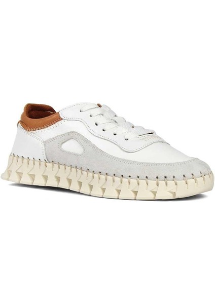Kadın Beyaz Bağcıklı Kalın Tabanlı Süet Deri Sneaker modelleri