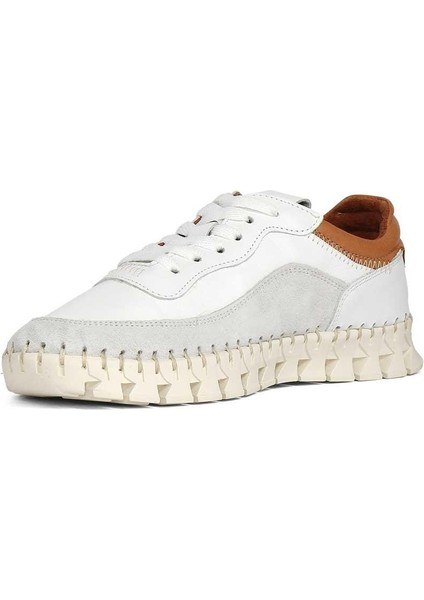 Kadın Beyaz Bağcıklı Kalın Tabanlı Süet Deri Sneaker fırsatları