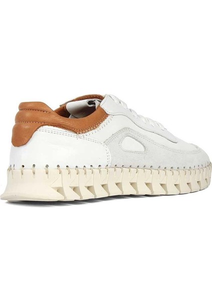Kadın Beyaz Bağcıklı Kalın Tabanlı Süet Deri Sneaker indirimleri