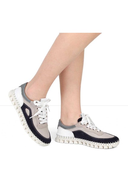 Kadın Vizon Bağcıklı Kalın Tabanlı Lacivert Süet Deri Sneaker fiyatları