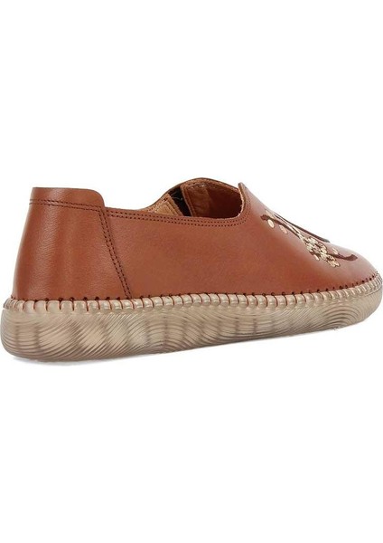 Kadın Taba Çiçek Detaylı Deri Ayakkabı indirimleri