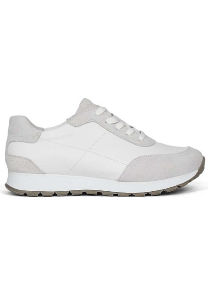 Kadın Beyaz Bağcıklı Kalın Tabanlı Süet Deri Sneaker