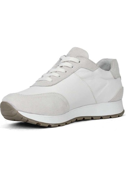 Kadın Beyaz Bağcıklı Kalın Tabanlı Süet Deri Sneaker fırsatları