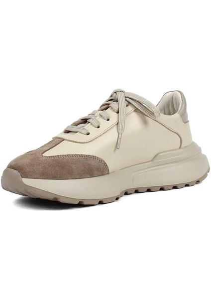 Kadın Vizon Bağcıklı Kalın Tabanlı Süet Deri Sneaker modelleri