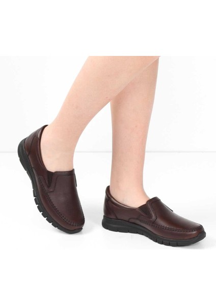 Kadın Kahverengi Kalın Tabanlı Deri Ayakkabı fiyatları