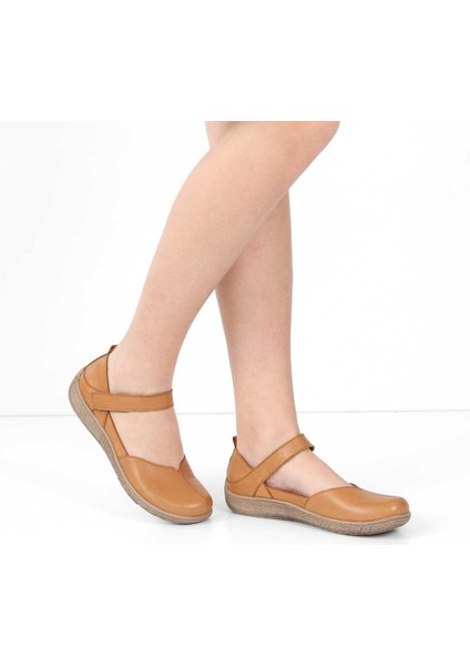 Kadın Taba Bantlı Önü Kapalı Deri Ayakkabı fiyatları