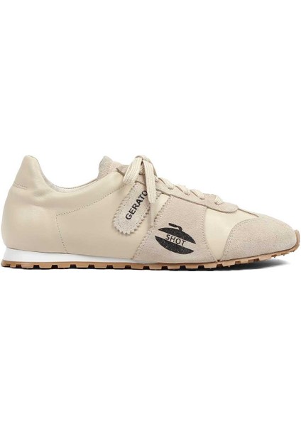 Kadın Bej Bağcıklı Süet Deri Sneaker