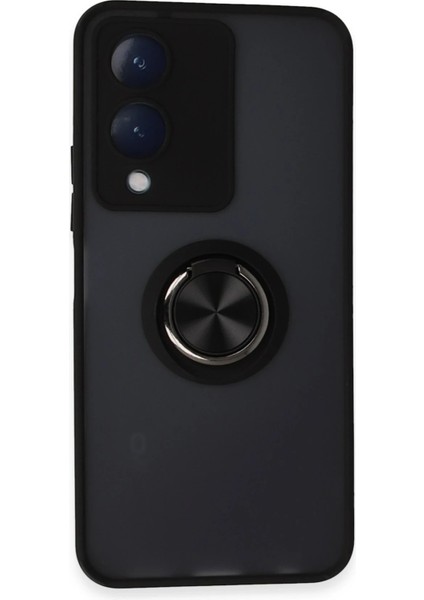 Vivo Y17S Kılıf Montreal Yüzüklü Silikon Kapak - Siyah Bstmy