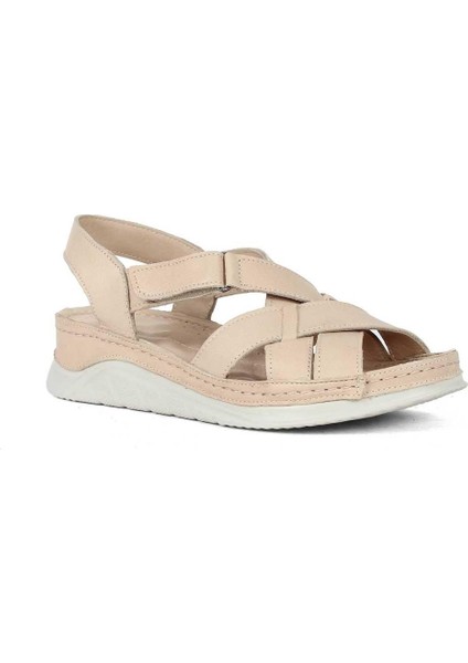 Kadın Bej Bilekten Cırt Cırtlı Gladyatör Sandalet modelleri