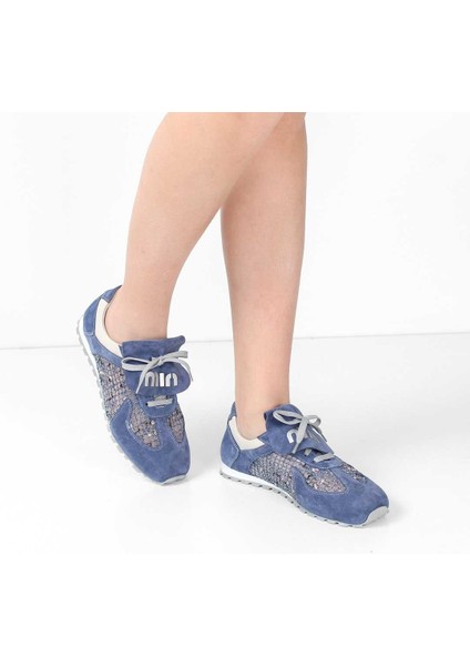 Kadın Mavi Bağcıklı Süet Deri Sneaker fiyatları