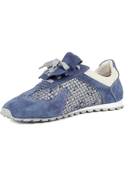 Kadın Mavi Bağcıklı Süet Deri Sneaker fırsatları