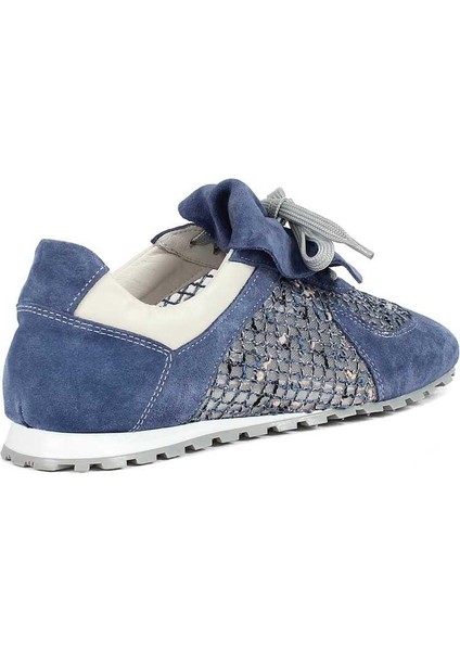 Kadın Mavi Bağcıklı Süet Deri Sneaker indirimleri