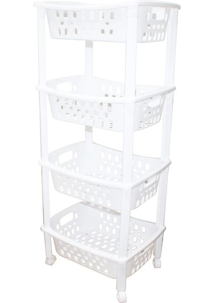 4 Katlı Sepet Düzenleyici - Raf Ünitesi Tekerlekli 400X295X960MM
