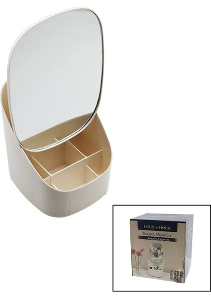 Kanguru Makyaj Organizer - Takılık Ayarlı AYNA=21X28CM - 9-Bölmeli ORG.=TBN:16.5X19 Y:8-15-22CM