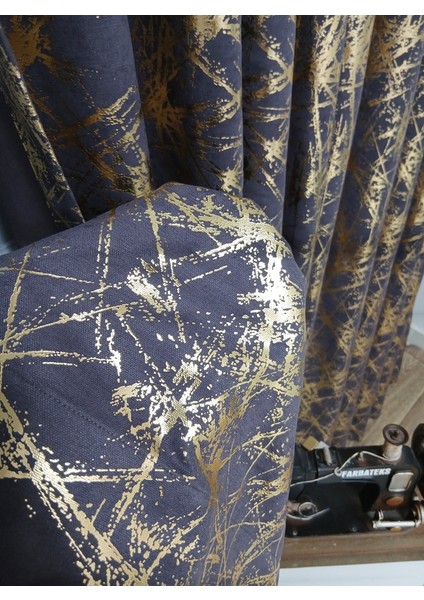 Füme Gri Gold Varak Parlak Bağcıklı Opart Kumaş 3kat Pileli Fon Perde indirimleri