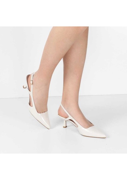 Kadın Beyaz İnce Topuklu Rugan Deri Klasik Ayakkabı fiyatları