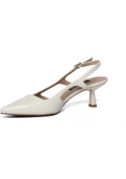 Kadın Beyaz İnce Topuklu Rugan Deri Klasik Ayakkabı fırsatları