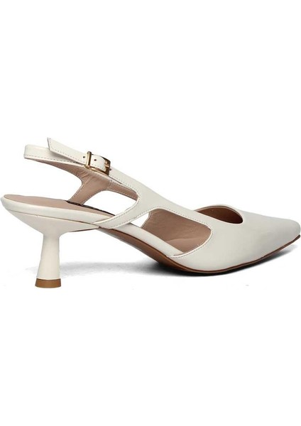 Kadın Beyaz İnce Topuklu Rugan Deri Klasik Ayakkabı indirimleri