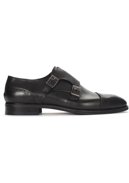 Siyah Monk Strap Klasik Erkek Ayakkabı 032