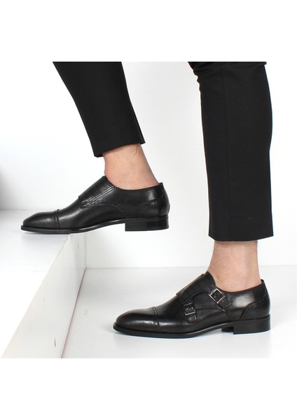 Siyah Monk Strap Klasik Erkek Ayakkabı 032