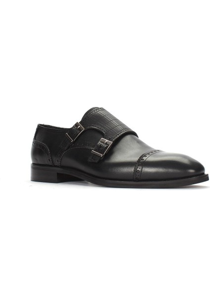 Siyah Monk Strap Klasik Erkek Ayakkabı 032
