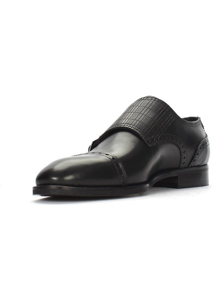 Siyah Monk Strap Klasik Erkek Ayakkabı 032