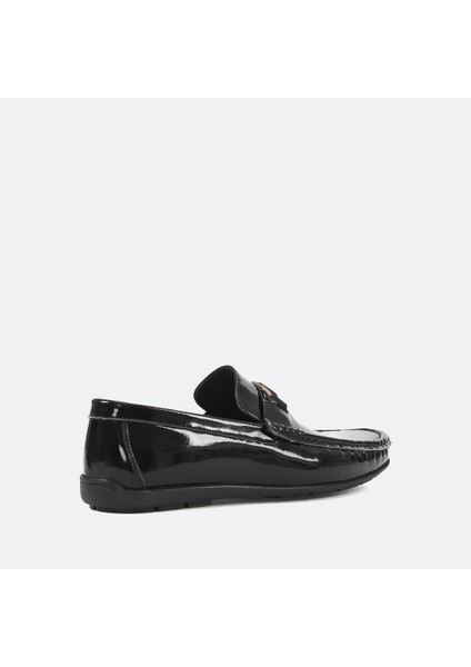 Erkek Siyah Rugan Deri Loafer