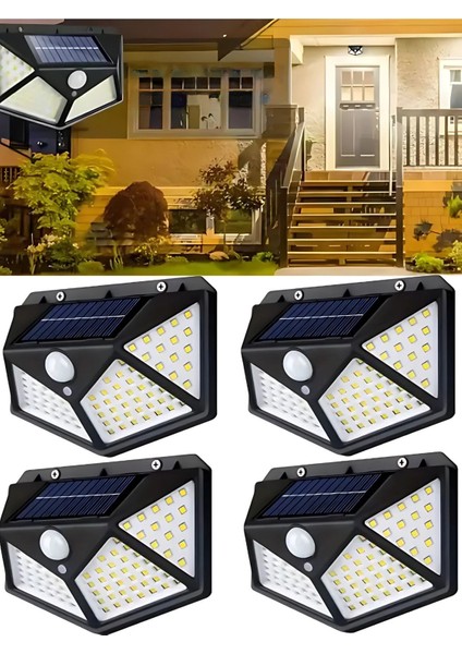 Güneş Enerjili 4’ Adet LED Sensörlü Duvar Lambası – Elektriksiz Aydınlatma & IP65 Su Geçirmez