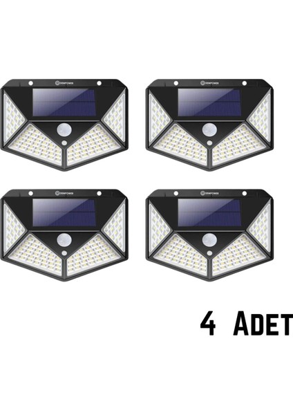 Güneş Enerjili 4’ Adet LED Sensörlü Duvar Lambası – Elektriksiz Aydınlatma & IP65 Su Geçirmez