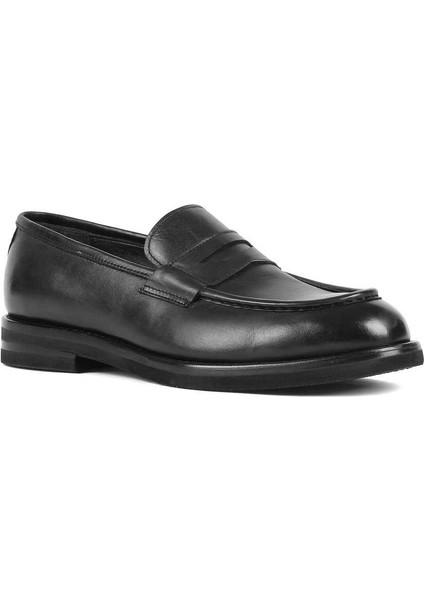 Erkek Siyah Deri Loafer