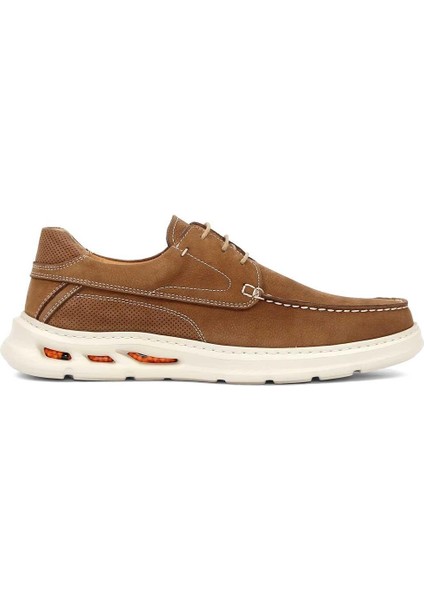 Erkek Taba Bağcıklı Kalın Tabanlı Nubuk Deri Sneaker