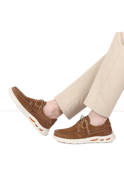 Erkek Taba Bağcıklı Kalın Tabanlı Nubuk Deri Sneaker