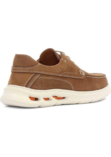 Erkek Taba Bağcıklı Kalın Tabanlı Nubuk Deri Sneaker