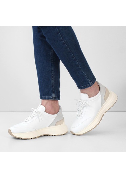 Erkek Beyaz Bağcıklı Kalın Tabanlı Deri Sneaker fiyatları