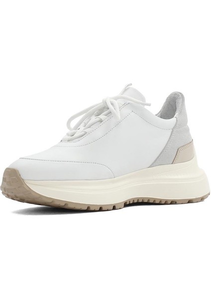 Erkek Beyaz Bağcıklı Kalın Tabanlı Deri Sneaker fırsatları