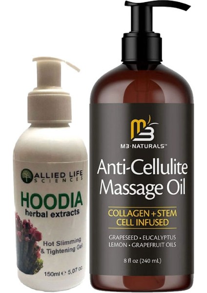 Gel 150 ml Yağları Yakmaya Zayıflatmaya Jel + Anti-Cellulite Massage Oil Selülitlere Karşı 240 ml Masaj Yağı