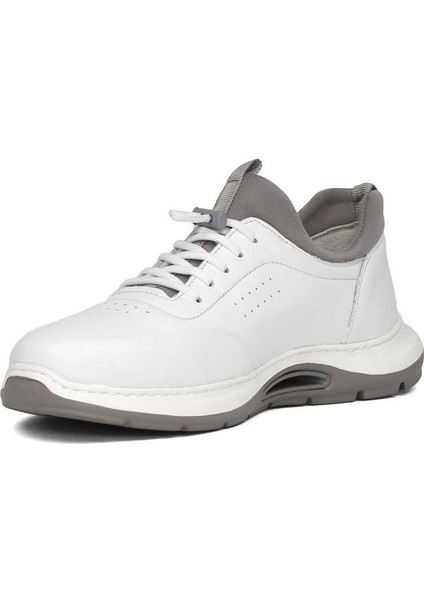 Erkek Beyaz Bağcıklı Kalın Tabanlı Deri Sneaker fırsatları