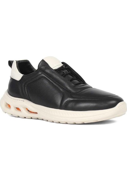 Erkek Siyah Bağcıklı Kalın Tabanlı Deri Sneaker modelleri