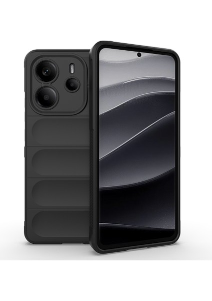 Redmi Note 14 4g Kılıf Esnek Tpu Oyuklu Arka Yüzey Tasarımlı Nua Etnik Silikon Kapak - Siyah
