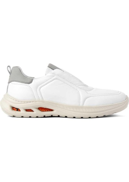 Erkek Beyaz Bağcıklı Kalın Tabanlı Deri Sneaker