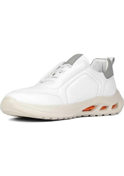 Erkek Beyaz Bağcıklı Kalın Tabanlı Deri Sneaker fırsatları
