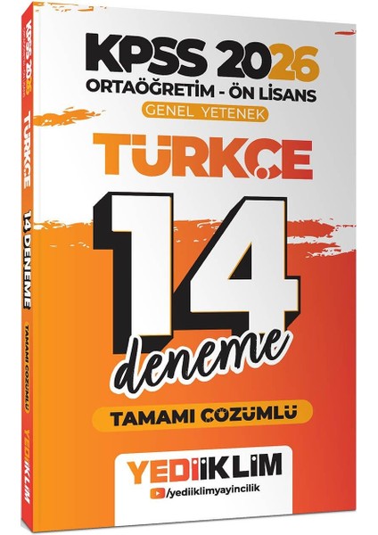 Yediiklim 2026 Kpss Ortaöğretim Ön Lisans Genel Yetenek Türkçe Tamamı Çözümlü 14 Deneme