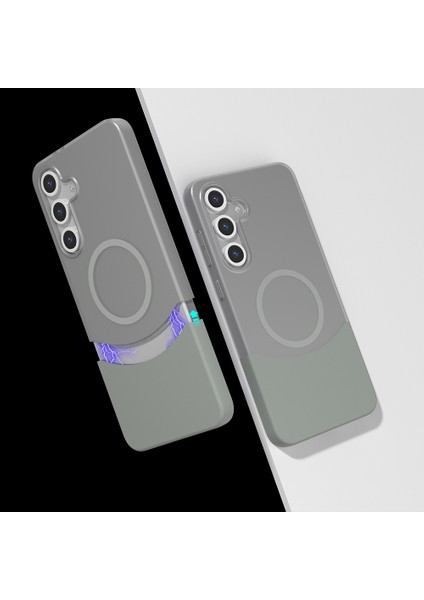 Galaxy S25 Kılıf M-Safe Şarj Özellikli Mıknatıslı Nua Duble Kapak - Gri