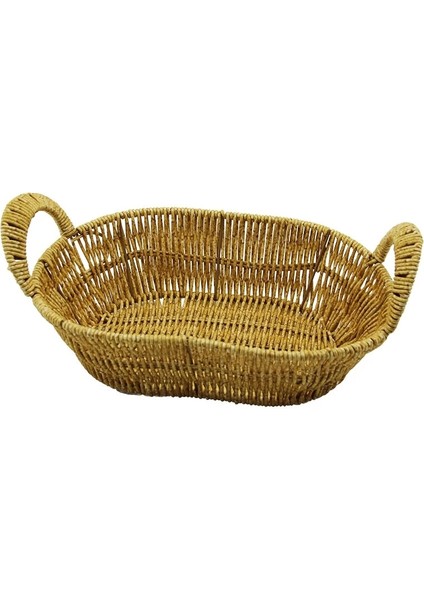 Oval Plastik Hasır Ekmek - Çok Amaçlı Sepet Kulplu - Metal Iskelet TABAN:14X21- AĞIZ:19X27CM D:7.5cm